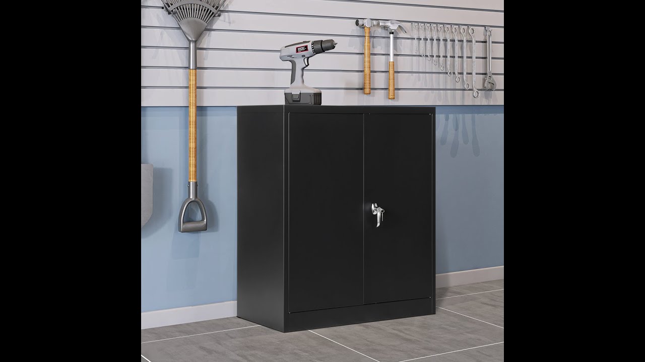 Greatmeet Metal Storage cabinet with 2 shelves ,assemble instruction video