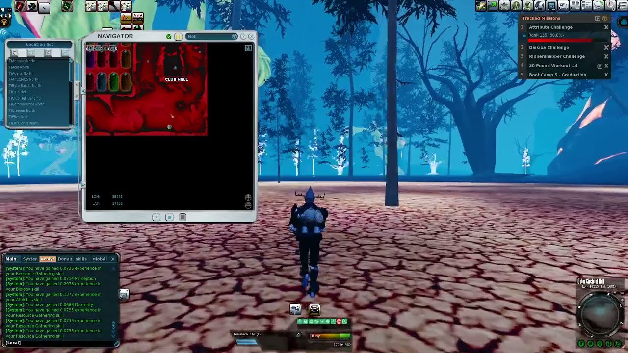 Tree Harvesting in Hell, Planet Rocktropia, Entropia Universe for valuable looter skills