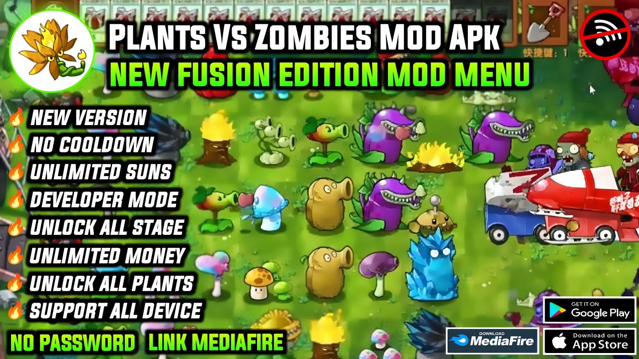 PvZ Fusion Mod Apk V3.4.1 Terbaru 2026 - Unlimited Everything, New Plants & Zombies | Mod Menu