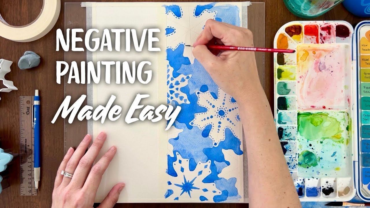 The EASIEST Watercolor Snowflakes ❄️ Negative Painting Tutorial