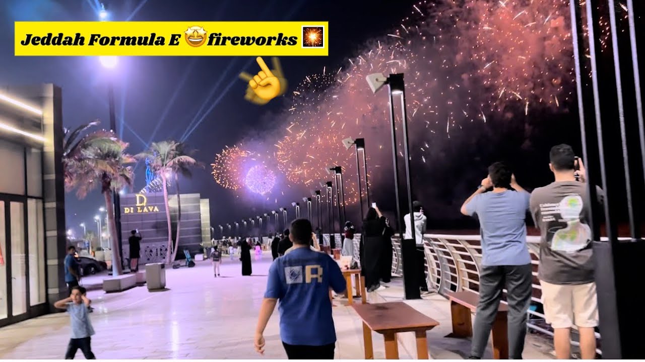 2025 Jeddah Formula E 🏎️Fireworks Show Vlog #formulae #fireworks #jeddahcity #trending #race #4k