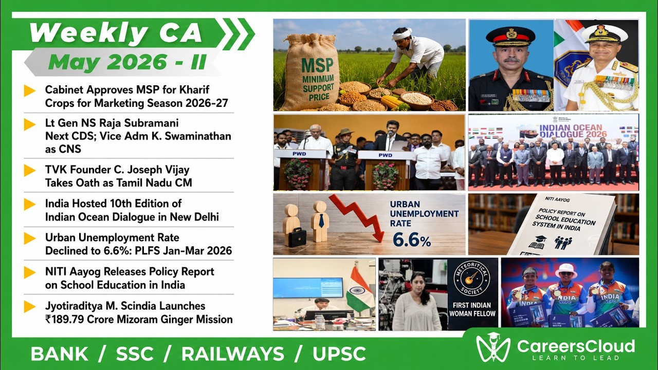 Current Affairs Weekly | 9 - 15 May 2026 | English | Current Affairs | AffairsCloud