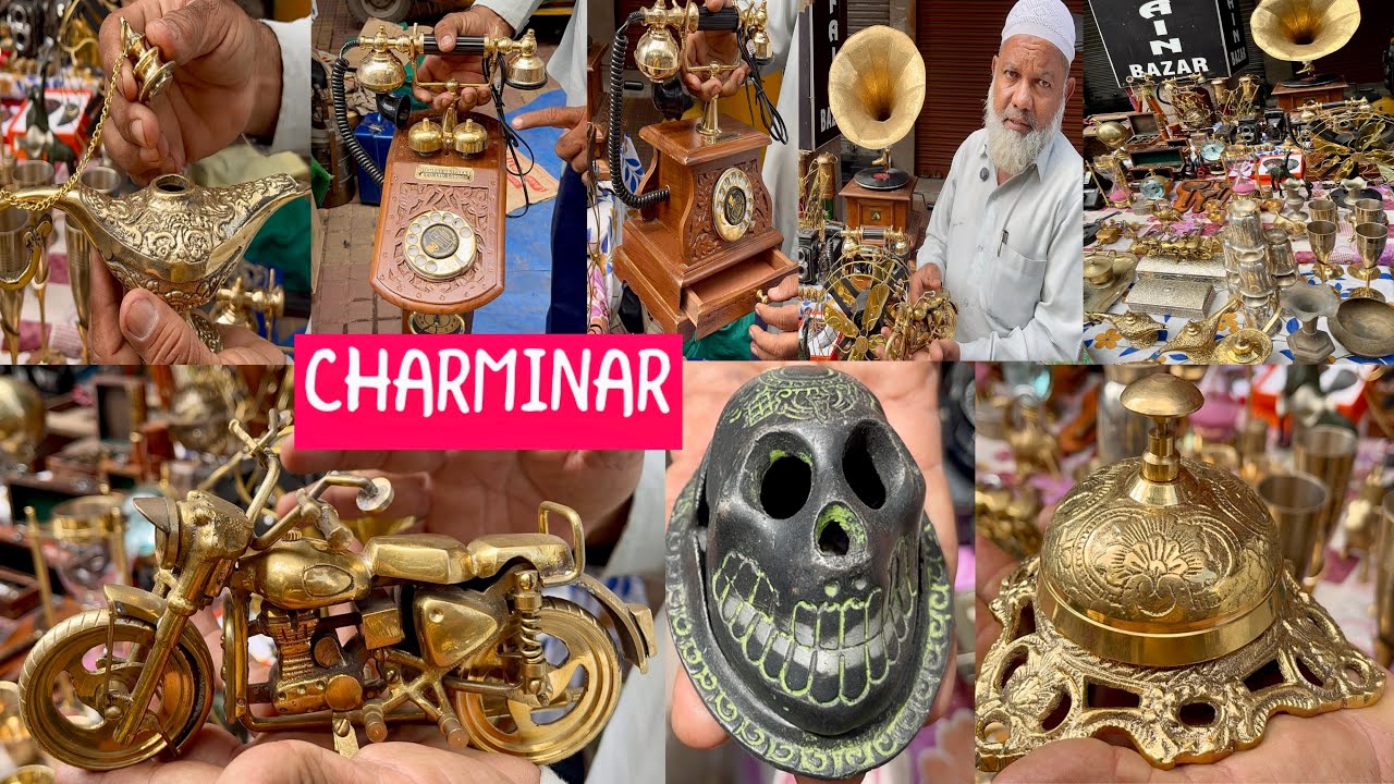 Hyderabad biggest😱 Sunday Bazaar||antique items Charminar😨&gramaphone clock,Bike decor#viralvideo 🔥🔥