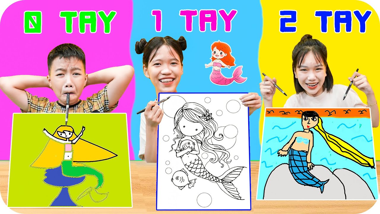 Đại Chiến Vẽ Tranh Bằng 0 TAY - 1 TAY - 2 TAY ♥ Min Min TV Minh Khoa