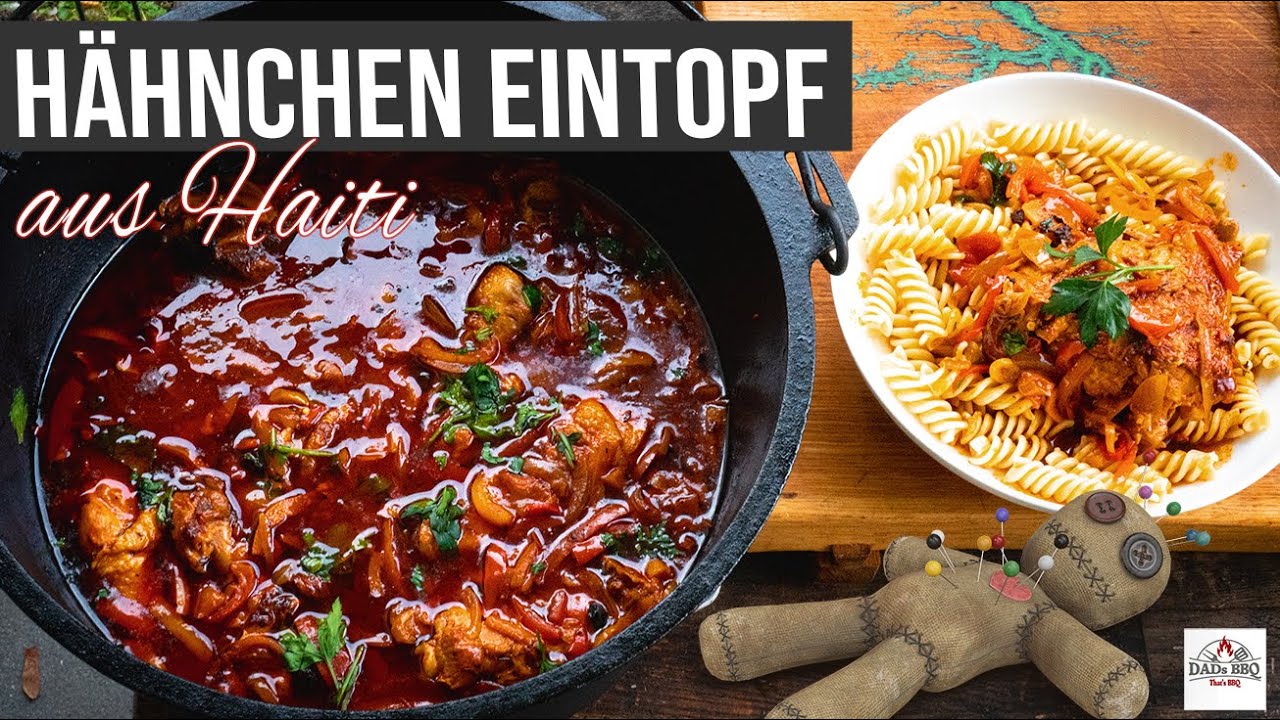Hähnchen in Sauce aus dem Dutch Oven | Haitianisches Poul nan sos | Rezept DADs BBQ