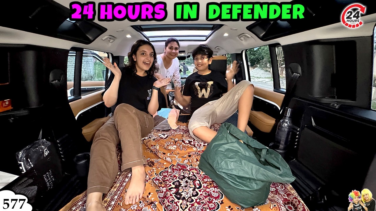 24 Hrs IN DEFENDER | Ep 577 | Family Comedy Challenge | Full day in car | Aayu and Pihu Show