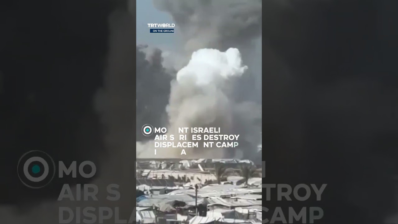 Moment Israeli air strikes destroy displacement camp in Gaza