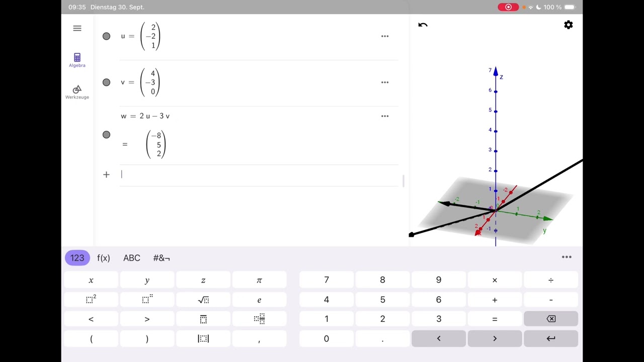 Geogebra- Vektoren Grundrechnungen