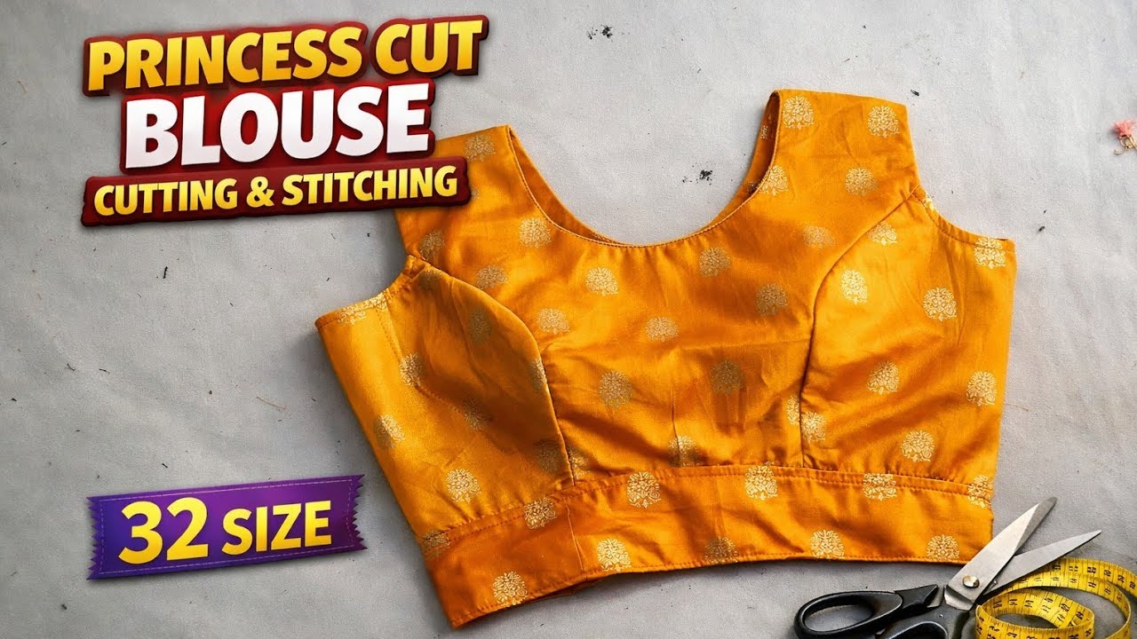 Princess cut blouse belt wala Cutting and Stitching Easy Me Method  blousedesign