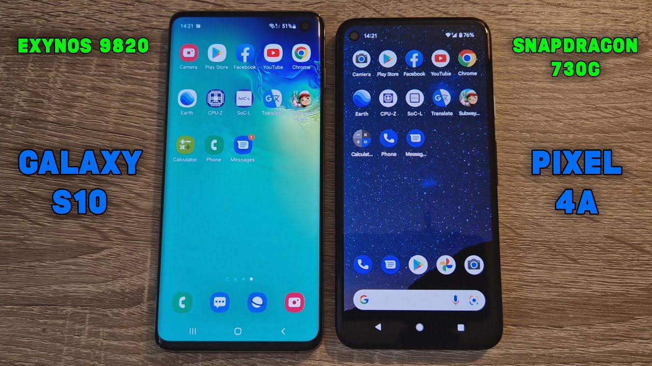 Samsung Galaxy S10 (Exynos 9820) vs Google Pixel 4a (Snapdragon 730G) - Android 12 - Speed Test
