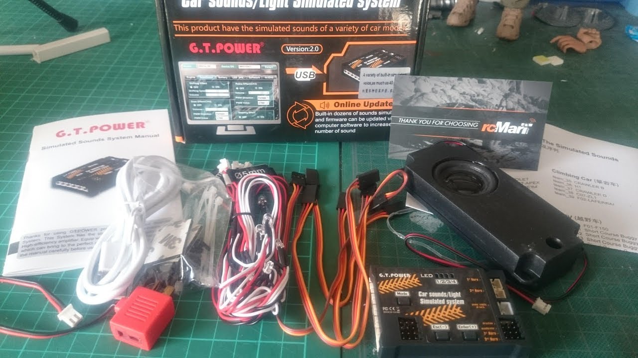 Unboxing and test of GTpower car sounds / light version 2.0 of RCMart