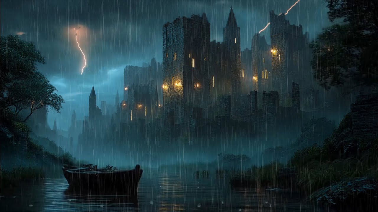 🏰 Find Restful Night with Rain In Dark Fantasy Fortress 🏰 Indulge in Relaxation with the Gentle Rain