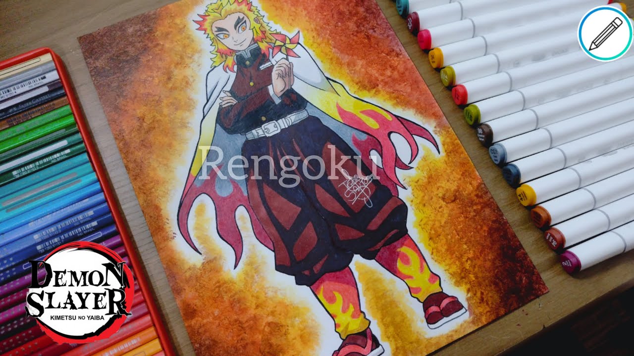 Drawing the kyojuro Rengoku - ( demon Slayer ) [ desenhando o kyojuro Rengoku ] Speed.