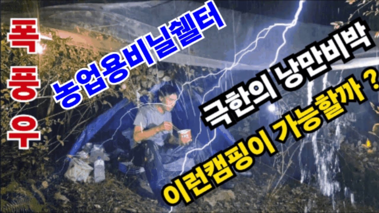 우중팸핑 천둥 번개 폭우 쏟아지는 숲속에서 실전비박 먹방 백패킹 떼누진 혼술 잠이오는영상ASMR