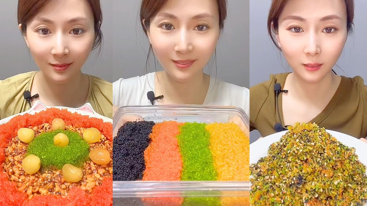 Chinese Colorful Fish Roe & Spicy Seafood ASMR | Crunchy Eating Sounds #112