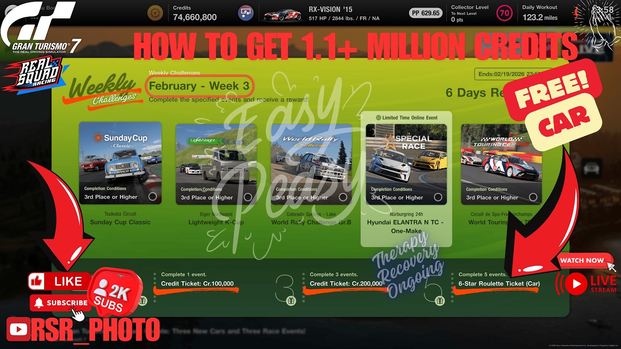 GT7 Gran Turismo 7 Vert WEEKLY CHALLENGES Feb Wk3 + RACING with the REAL SQUAD RSR Friends Lobbies!!