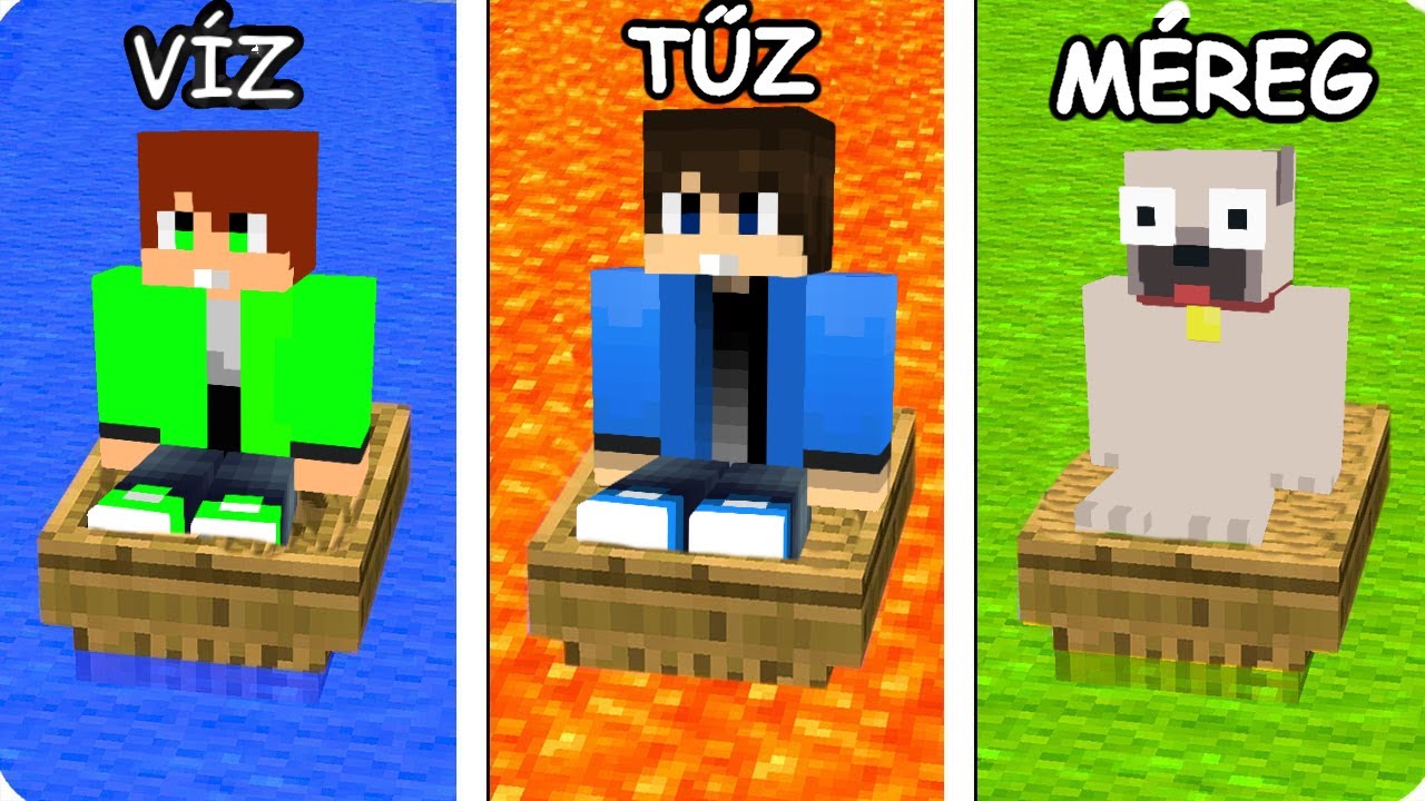 VÍZ VS TŰZ VS MÉREG BÚJÓCSKA KIHÍVÁS A MINECRAFTBAN!