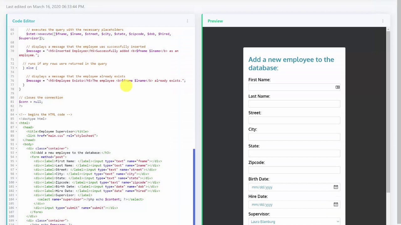 Database Application Development: Inserting Into a MySQL Database Using PHP