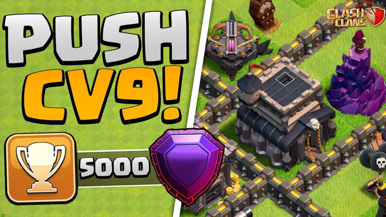 INICIANDO PUSH CV9 PARA A LENDÁRIA! CLASH OF CLANS