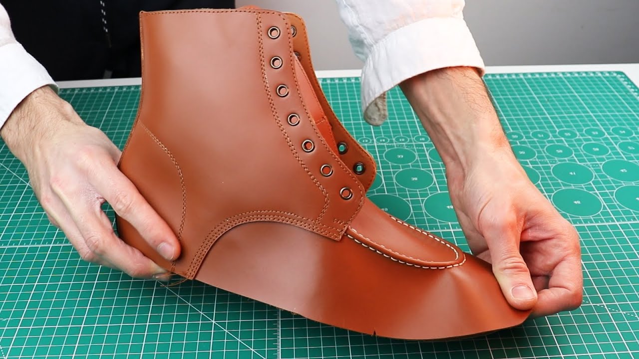 Leather Moc Boots Upper Construction – Learn Shoemaking Step by Step