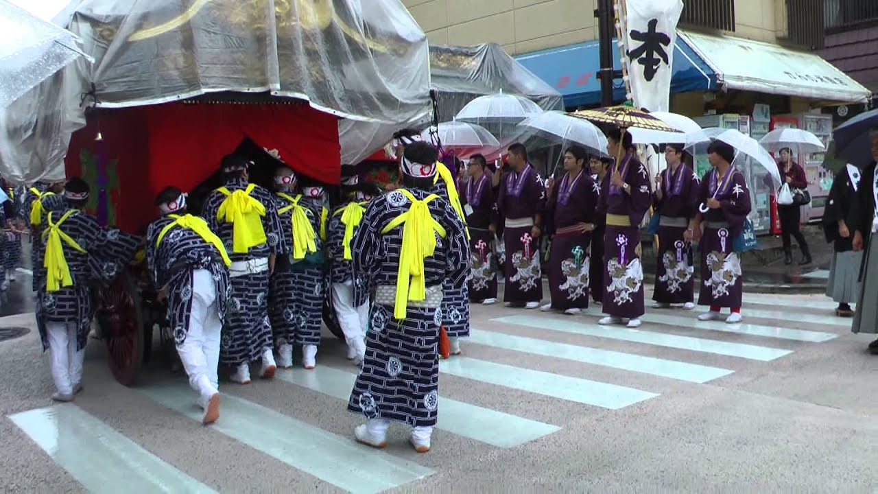二本松提灯祭り2013 7町合同引き廻し　根崎交差点　7町の太鼓台集合！