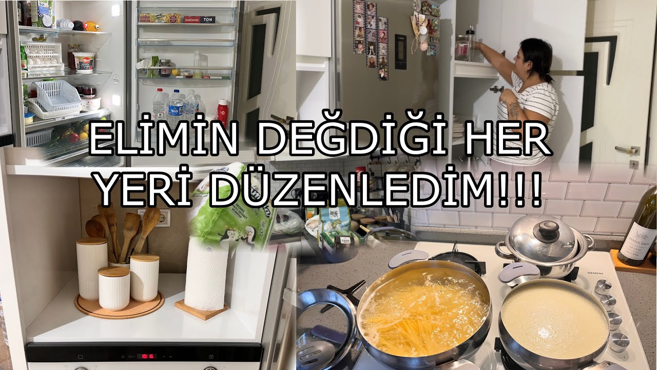Evimi birlikte düzenleyelim‼️Market alışverişi | 15 dakikada üç çeşit yemek yaptım❌Buzdolabı düzeni