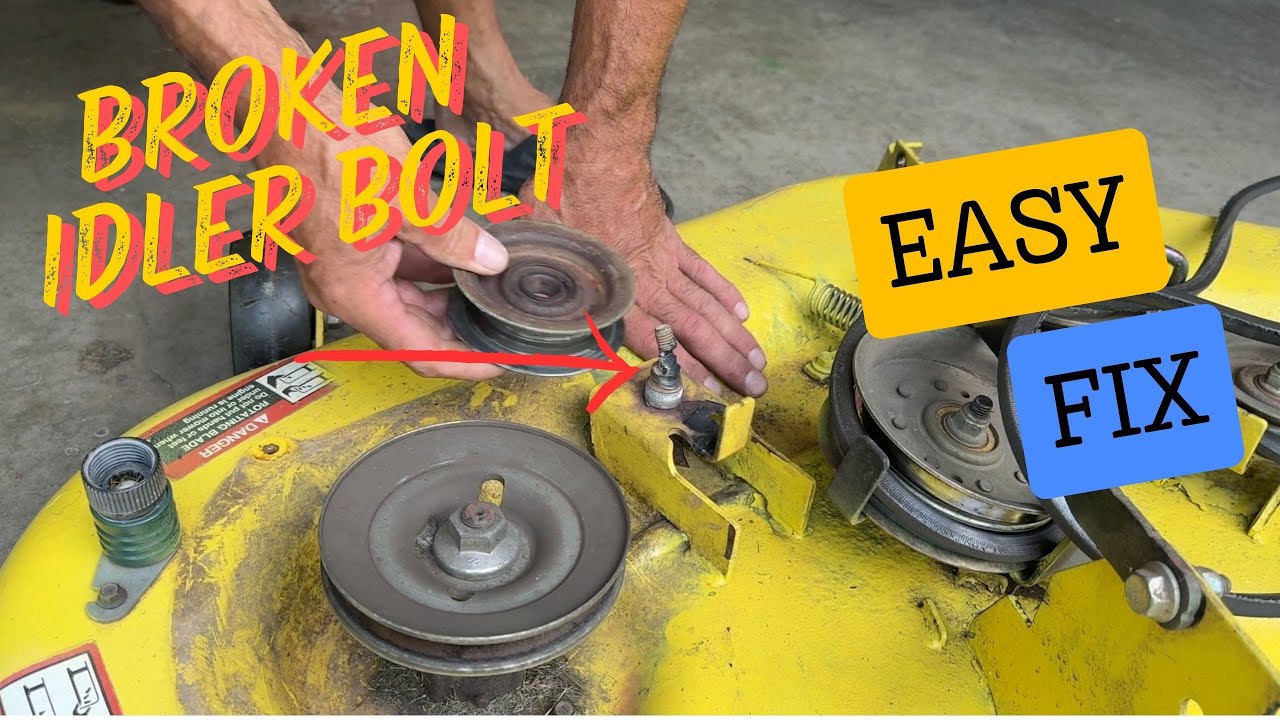 How to Fix a Broken Idler Pulley Stud on a John Deere Mower Deck. Craftsman, Husqvarna, MTD etc..