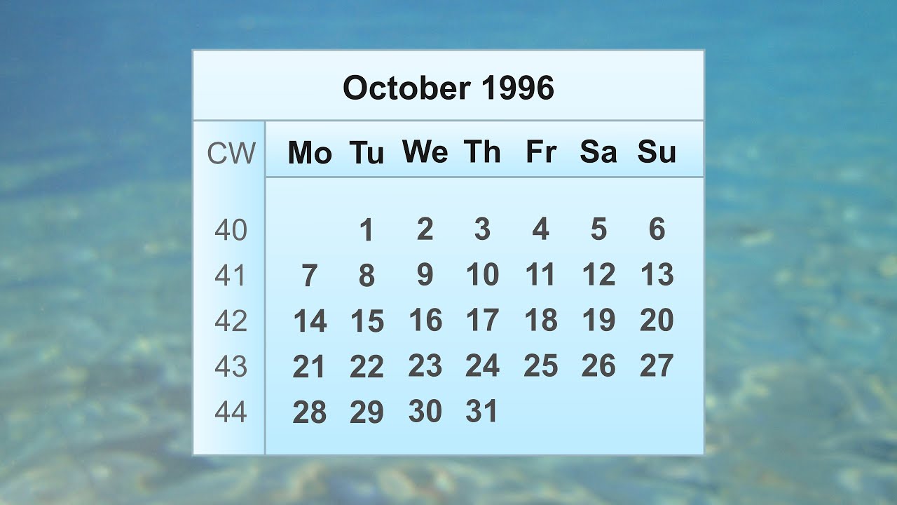 October 1996 Calendar