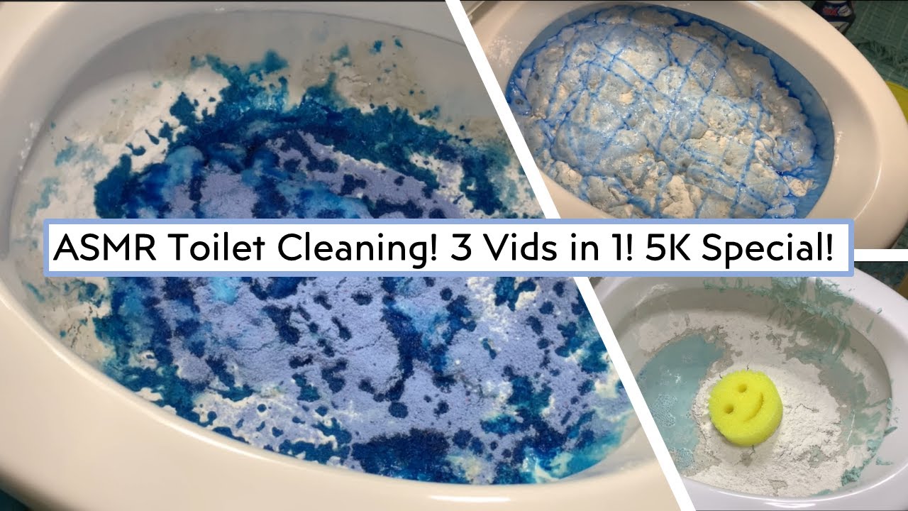 💙🚽5K SUBSCRIBER SPECIAL! 3 TOILET VIDEOS IN 1! | ASMR Foamy & Pastey Toilet Cleaning! 🚽💙