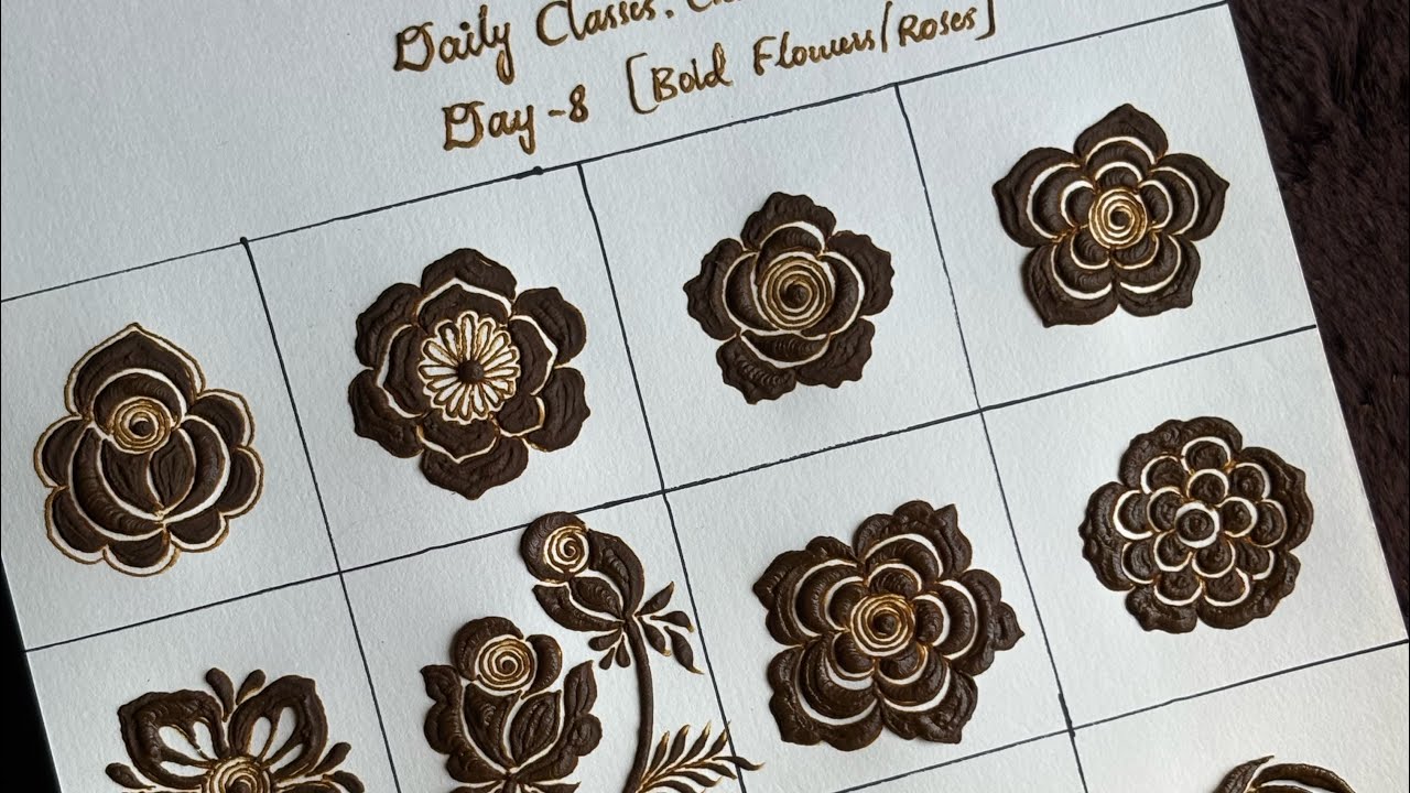Ramadan Henna Challenge Day8/ How to Beautiful Bold Gulf Flowers & Roses/ Learn Henna With Thouseens