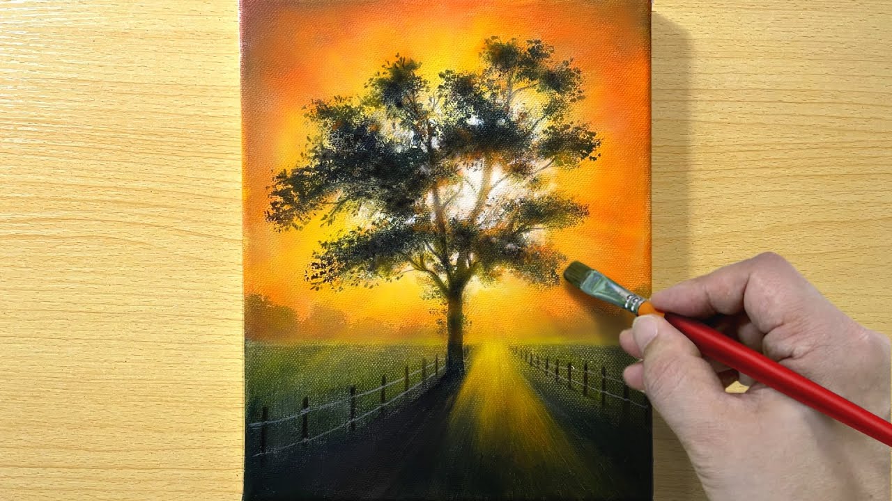 Morning Sunrise Painting / Acrylic Painting for Beginners / STEP by STEP #203 / 아크릴화