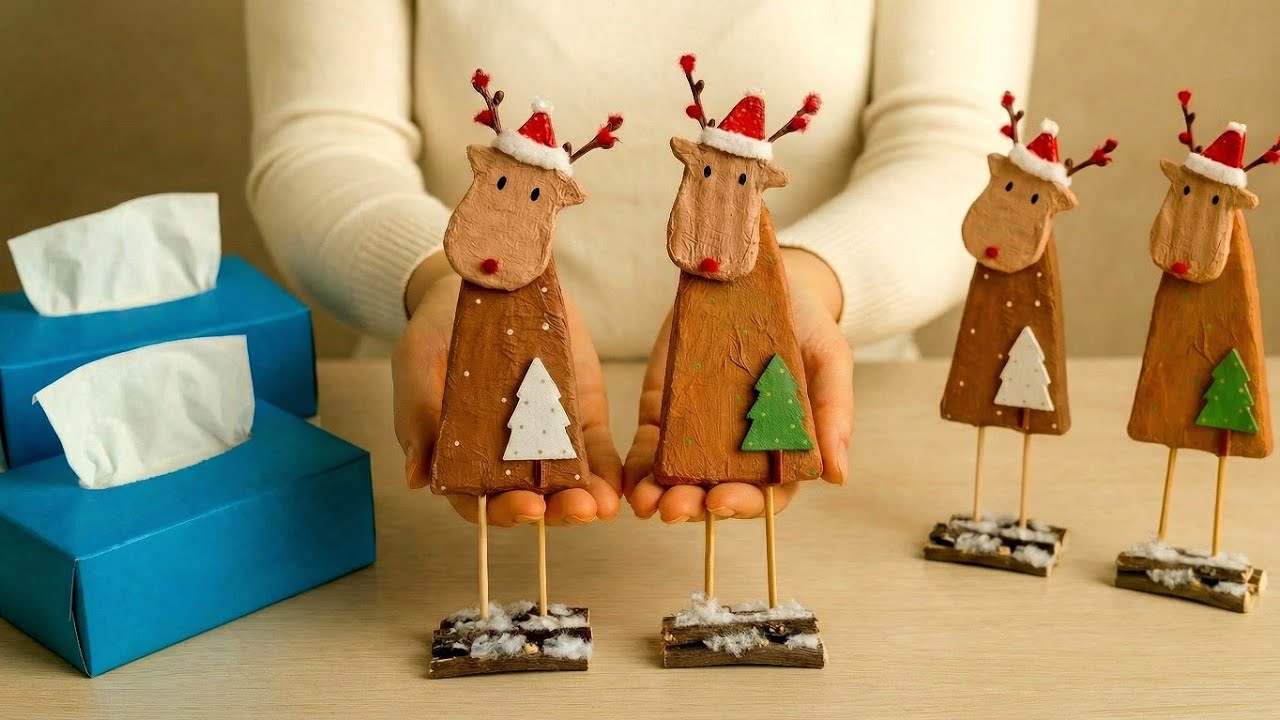 🎄 Turn Tissue Paper Into This Adorable Christmas Reindeer 🦌 | Rustic & Cozy DIY|Holiday Craft