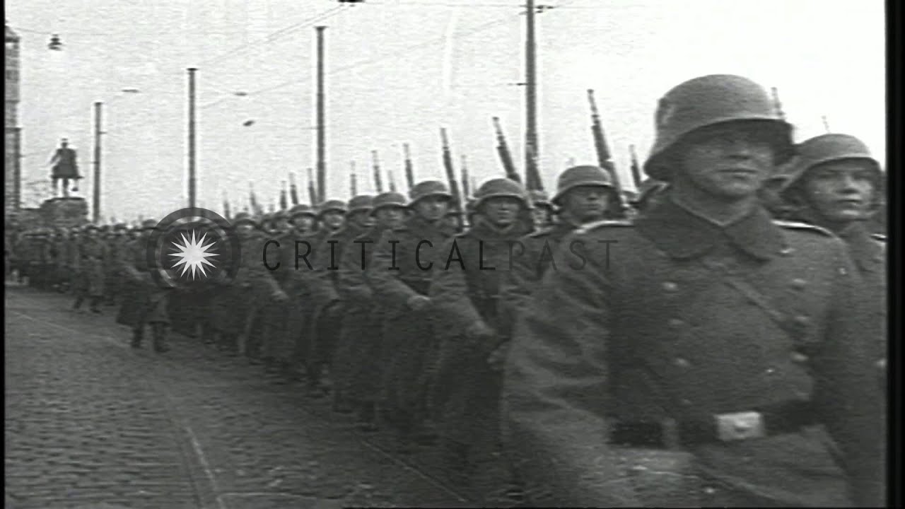 German Chancellor Adolf Hitler re militarizes the Rhineland, Germany and denounce...HD Stock Footage