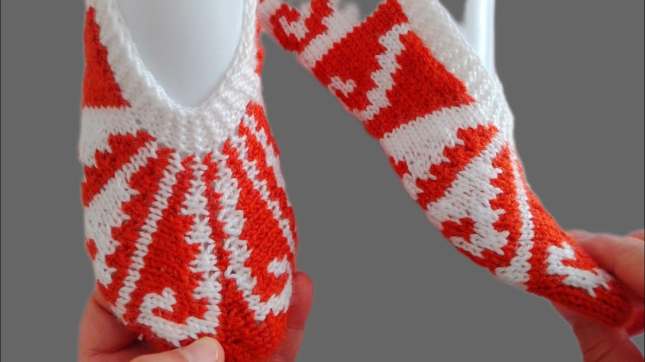 2.BÖLÜM model uygulamaya DEVAM ✅iki şişle dikişsiz patik yapımı #knitting #örgü #crocheting