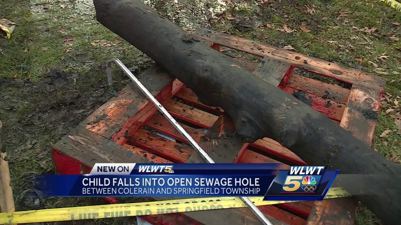 Child falls into open sewage hole