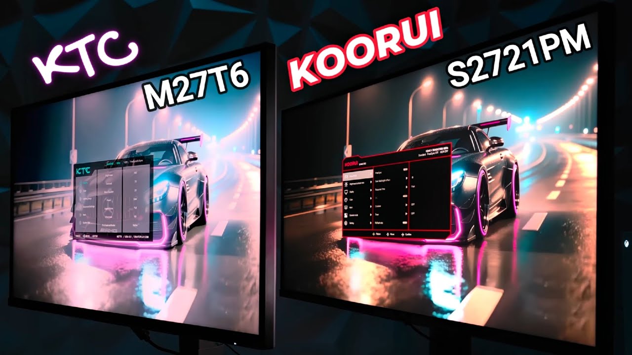 HVA против Fast IPS — различия между мониторами KTC M27T6 и Koorui S2721PM QHD, вид сбоку