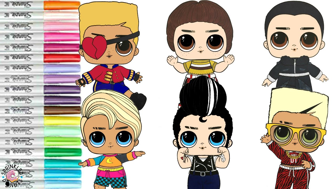 LOL Surprise Dolls Coloring Book Page Boys Collection Beach Boi Tough Guy Soldier Boi Swaggie
