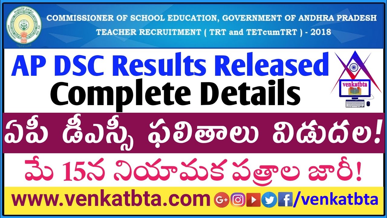 AP TRT 2018 Results Released | AP DSC 2018 Results Complete Details