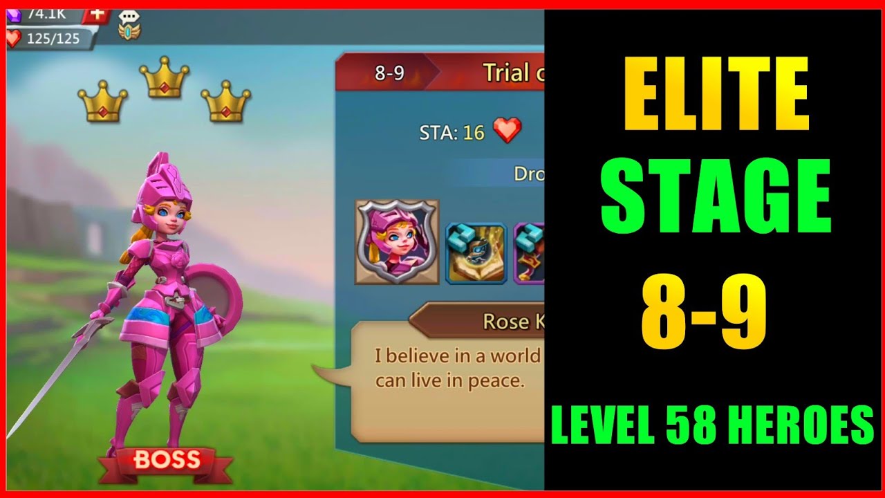 Lords Mobile Elite 8-9|Elite Stage 8-9 f2p using level 58 heroes