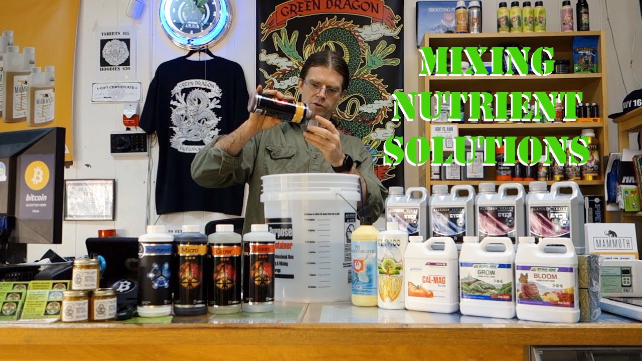 Mixing a nutrient solution for hydroponics or soil