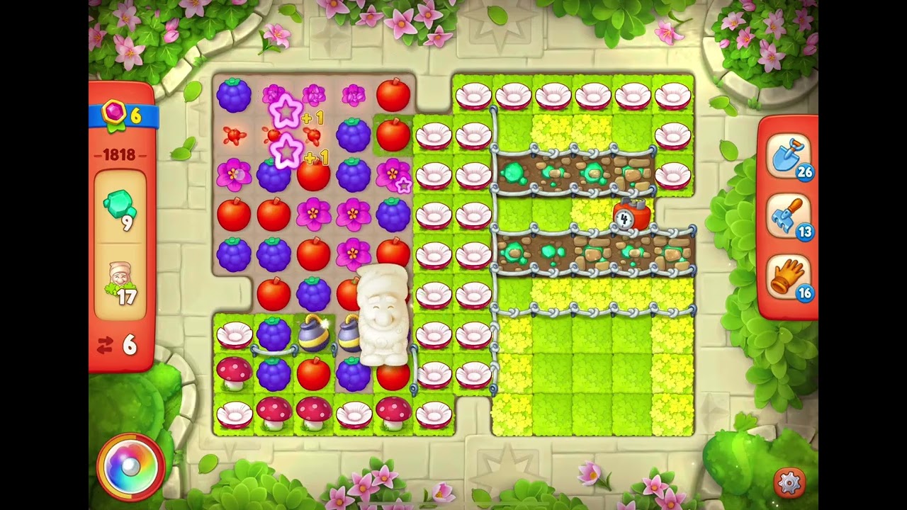 GardenScapes Level 1818 no boosters (14 moves)