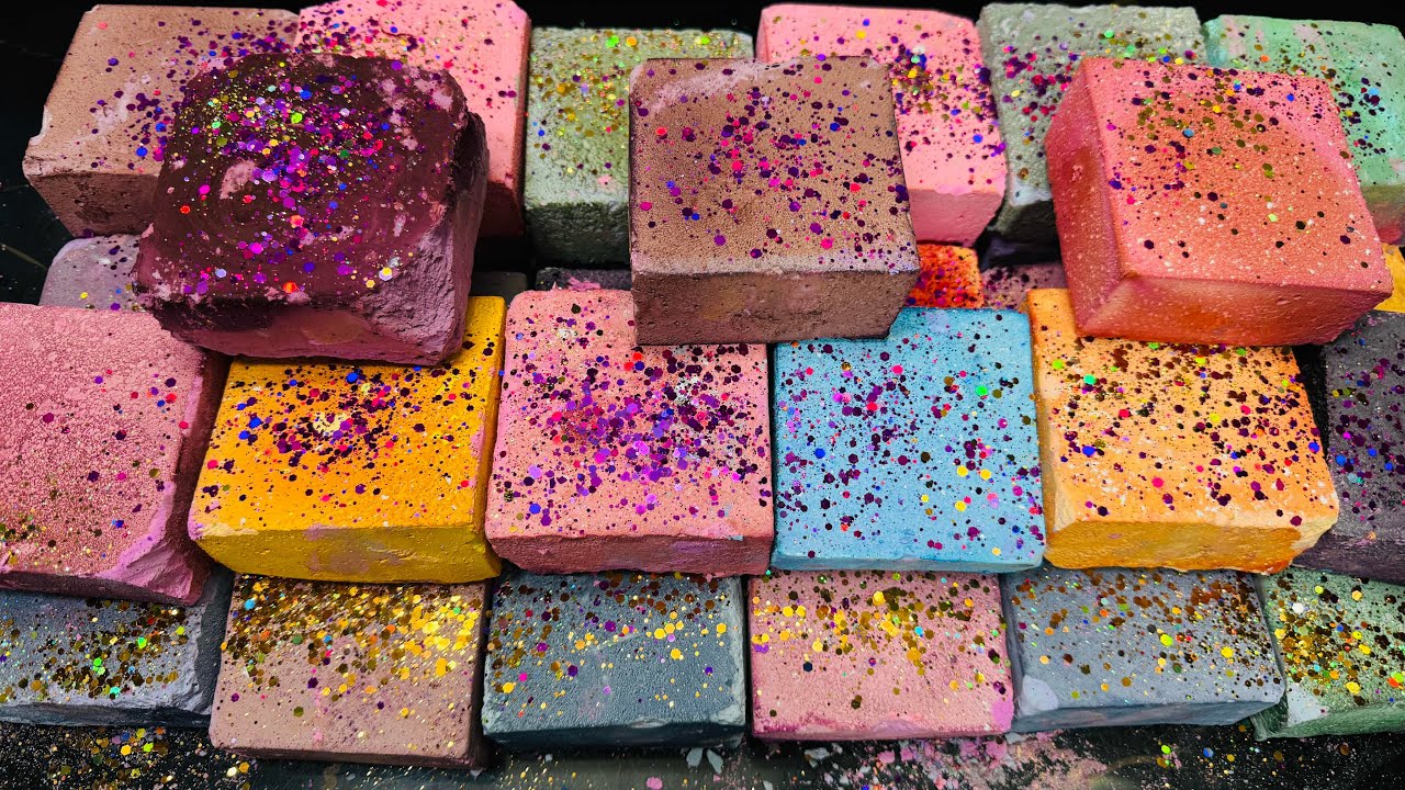 Glittered Colour Chalk ASMR | Colourful Satisfying Crush
