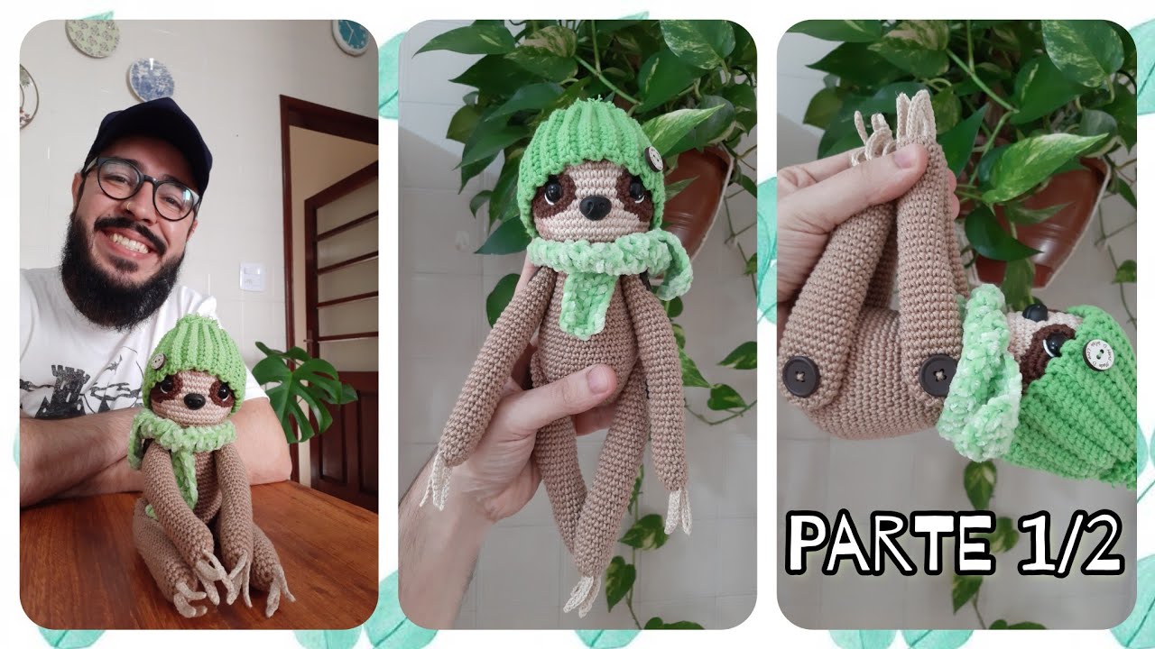 Bicho Preguiça Amigurumi Passo a Passo - Lui a Preguiça - Bichinhos do Ti 2 ( Parte 1/2)