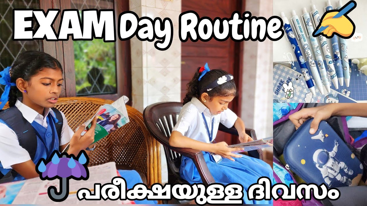 🌷Students Exam day in our life | kids full routine | study routine malayalam | organize bag for exam