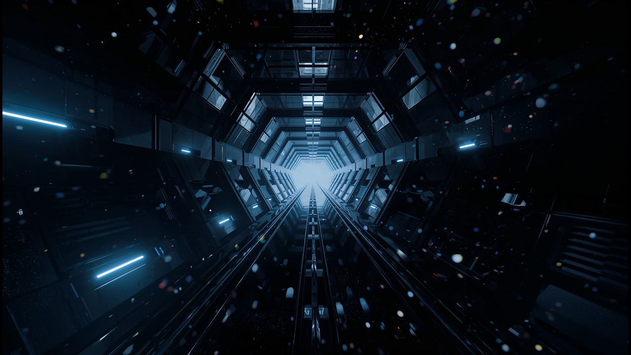 Dreamlike Digital Tunnel: Minimal Sci-Fi Journey