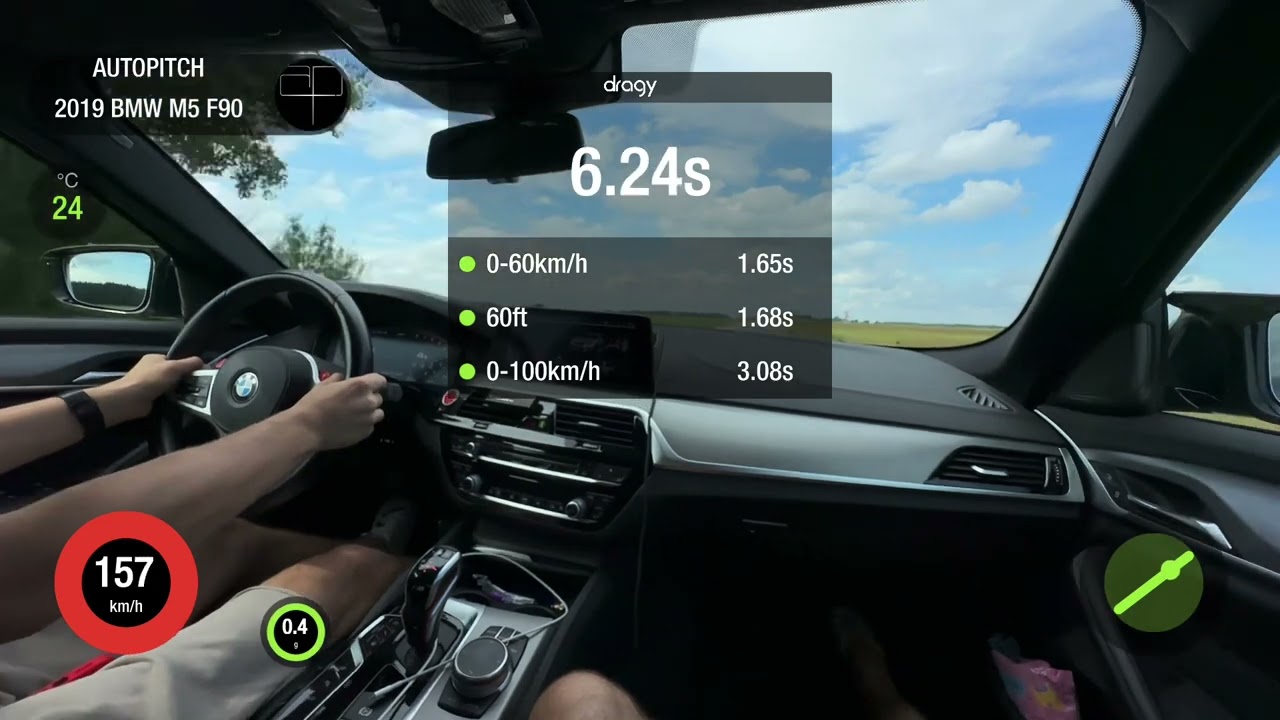 BMW M5 F90 4.4Ti AT 4WD 2019 Stage 1. 0-100 acceleration.