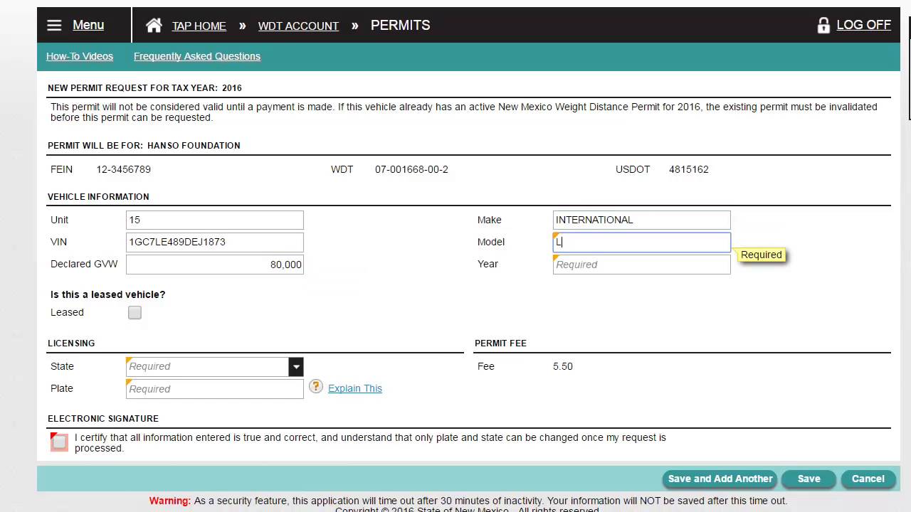 Purchasing Weight Distance Permits