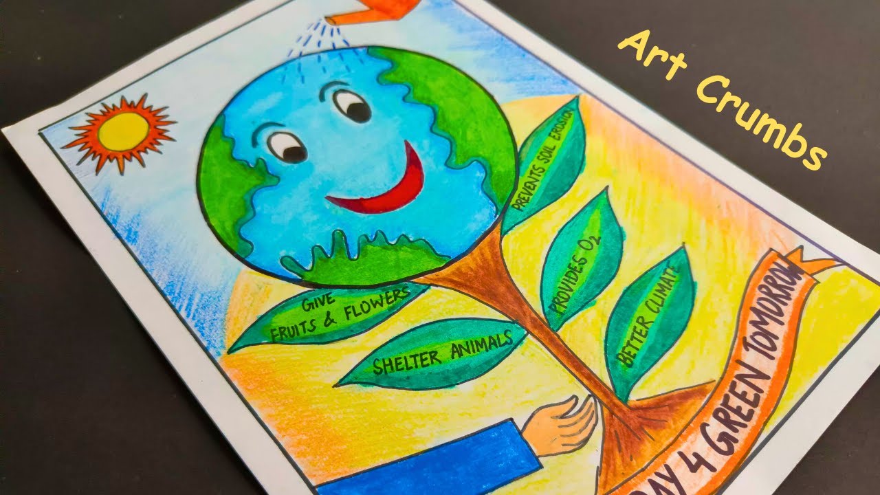 Save Earth Poster Drawing | Easy Earth Day Drawing for Beginners