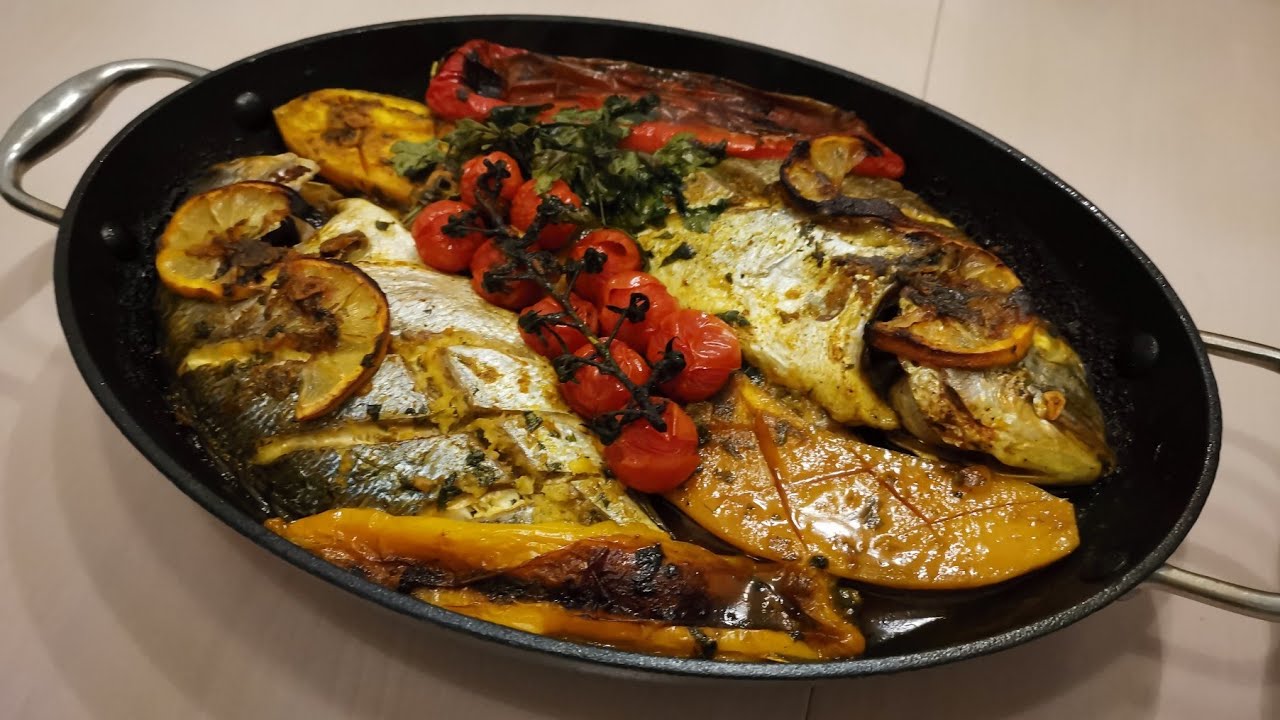 Dorade au four facile 👌❤️(ac patate douce, poivron et tomate cerise)