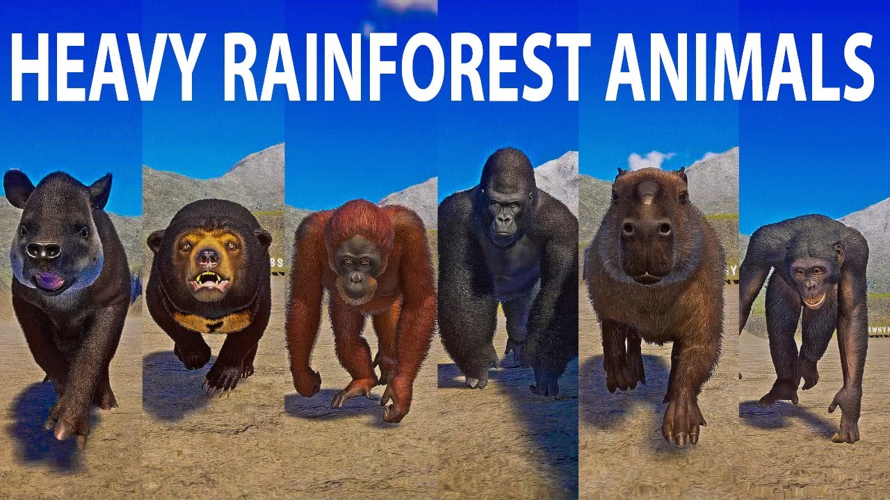 Гонки на скорость с участием животных тропического леса в Planet Zoo: капибара, тапир, горилла, о...
